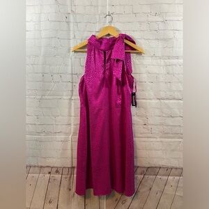 Glamour Womens Size 10 Metallic Fusch Neck Shoulder Bow Animal Print Dress